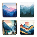 Peacoblue Simple Scenery Coin Purse,PU Leather Squeeze Pouch 4PCS - style: Simple Scenery