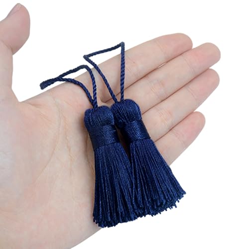 20Pcs 4.3 Inch Silky Mini Craft Tassels for Earrings, Souvenir(Dark Blue) - color: Deep Blue