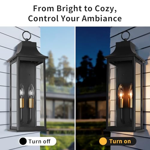 JYZ 20" Exterior Coach Light Wall Mount, Farmhouse Outdoor Entry Wall Lantern Fixture, Exterior Wall Sconce with E12 Base, Anti-Rust Aluminum with Clear Glass Wall Lamp for Porch, Garage, Patio - size: 20 inch -1 PK