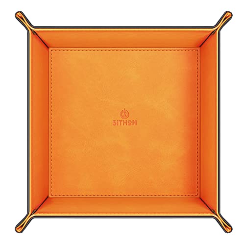 SITHON Valet Tray Desktop Storage Organizer Nightstand Caddy Holder - color: Orange