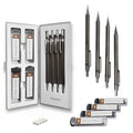MozArt Mechanical Pencil Set 4 Sizes 0.3 0.5 0.7 0.9mm HB Lead Nickel - color: Metallic