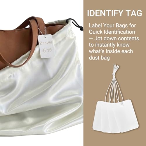 Q&J Fabric Co. 4 Pack Satin Dust Bag 15.7x19.7 inch + 19.7x23.6 inch Beige 100% Polyester Silk Bag Purse Dust Bag Shoe Bags for Closet Purse Protector Bag Dust Covers for Purses - color: Beige, size: 15.7"x19.7"+19.7"x23.6"