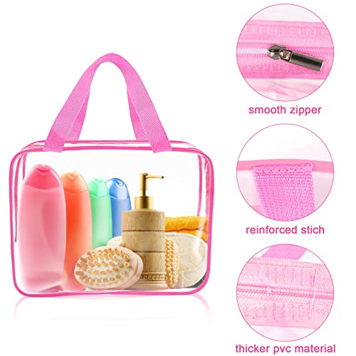 APREUTY 6 Packs Clear Makeup Bags, TSA Approved Toiletry Bag Set, Rose Red - color: Rose Red-6PCS(Large+Medium+Small)
