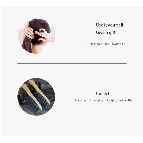 Natural Bakelite Wood Comb for Scalp Massage & Hair Care - Eco-Friendly Bamboo Wood Comb with Ergonomic Handle, Gift for Family & Friends 2 Pack（Fine toothed handle + moon comb black） - size: MediumA3