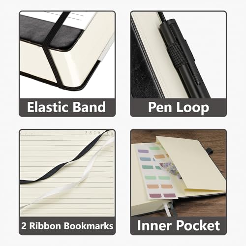 Hoci Poci 400 Pages Lined Journal Notebook, 5.8" x 8.4", Black - color: Black, size: Lined-400 Pages (5.7"×8.3")
