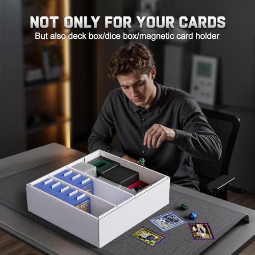 ZLCA 4 Row Trading Card Storage Box, 3200+ Standard Card 700+ Top Loader - color: Top Loader, size: 4 Row