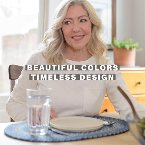 Homespice Denim Braided Table Mats for Coastal Decor, Oval 10x15 Set of 4 - color: Denim