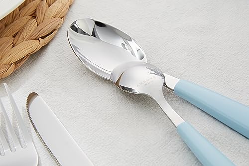 ANNOVA Silverware Set Stainless Steel Colorful Handle Tableware Kitchen Flatware Set Utensils, Includes Dinner Knives, Forks, Spoons, Salad Forks & Dessert Spoons (Light Blue, 20 Pieces) - color: Light Blue 20Pieces