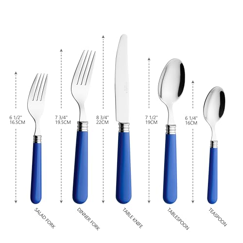 ANNOVA Silverware Set 20 Pieces Cutlery Stainless Steel Colorful Fun Handle Flatware Service for 4 - Dinner Knife, Dinner Fork, Salad fork, Dinner Spoon, Dessert Spoon (Sapphire Blue, 20 Pieces) - color: Sapphire Blue