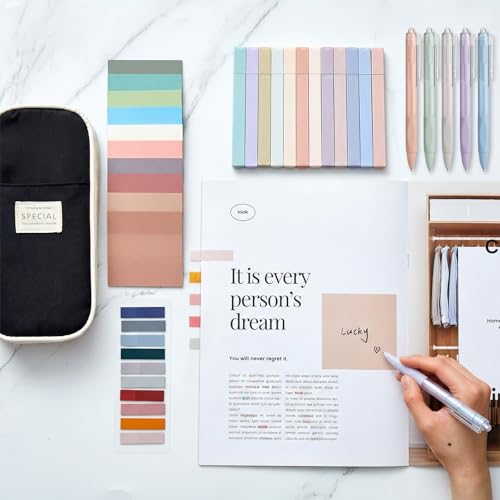 Jutom 39 Pcs Aesthetic Book Annotation Kit,Black,Cute Style - color: Black, style: Cute Style
