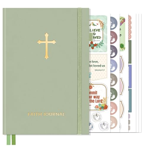 SUNEE Christian Bible Study & Prayer Journal – Undated 6-Month Scripture Notebook for Daily Devotional & Faith Growth, Meaningful Religious Gift for Women, Men, Pastor or Graduation (Grey Green) - color: Grey Green