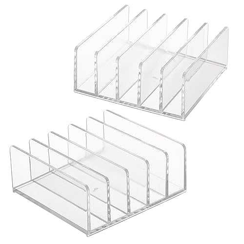 Hipiwe 2-Pack Acrylic File Organizer for Sorting Mail - 5 Slot Mail Sorter