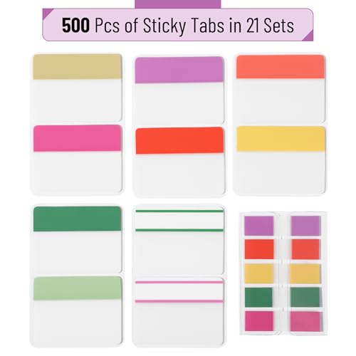 Mr. Pen- Sticky Index Tabs, 500 Pcs, 21 Sets, Colorful - color: Flowers