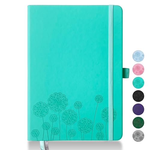 Notebook Journal for Women,A5 Hardcover Leather Journaling Notebooks for Work,200 Pages Travel Journal for Women Men with Pen Holder and Ribbon,5.78"×8.34"(Turquoise) - color: Turquoise