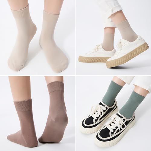 ATBITER Women Thin Cotton Crew Socks,Ankle Bootie Casual Dress Socks 6Pairs - color: 6 Pairs Multicolor, size: 9-11