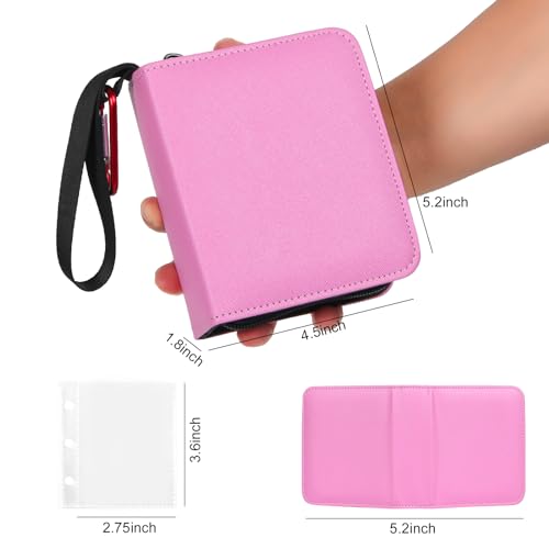 GEAoffice 1 Pocket Mini Trading Card Binder Holds 80 Cards with Zip, Pink - color: Pink-1 Pocket