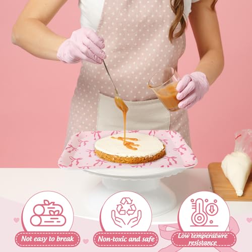 FYSUIMU 3Pcs Pink Bow Serving Tray Cute Bowknot Melamine Charcuterie Board Cheese Appetizer Board Snack Serving Platter for Home Bachelorette Party Food Supplies - style: Bow