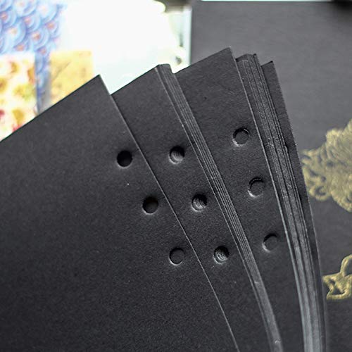 Harphia A7 Planner Refill Pocket 6 Ring Binder Blank Paper Black, Agenda Refill 40 Sheets 100gsm Black Plain Paper 3.23 x 4.92 inches - color: Black Blank, size: A7