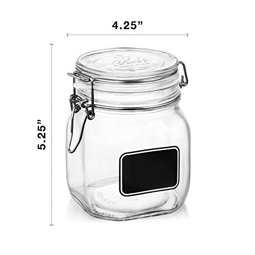 Bormiolio Rocco Clear Jar with Chalkboard, 25.3 Oz (Pack of 5) - size: 25.25 oz., Single Jar (Pack of 5)