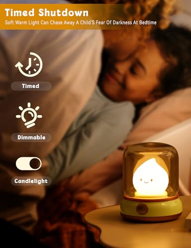 WANIDEA Kids Night Light, Cute Desk Lamp, Holloween Decor - color: Flame Green
