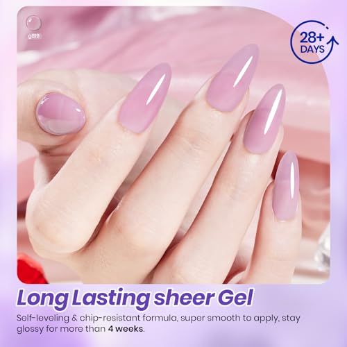 Beetles Amethyst Realm Purple Gel Nail Polish Set, 6 Colors Jelly Gel - color: A - Sheer | Purple | Amethyst Realm