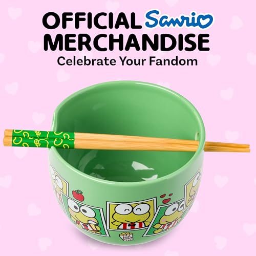 Silver Buffalo Sanrio Hello Kitty Foodie, Ramen Bowl with Chopsticks, 20oz - color: Keroppi Polaroids, size: 20 Ounces (No Spoon)