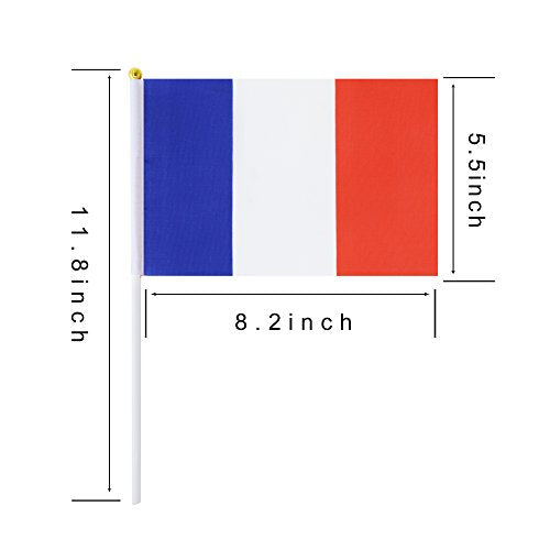 Kind Girl 25 Pack Hand Held Small Mini Flag France Flag French Stick Flag Round Top National Country Flags,Party Decorations Supplies for Parades,World Cup,Festival Events,International Festival - color: France