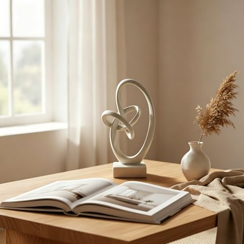 10.24" Modern Abstract Ribbon Decorative Sculpture, Knot Sculptures,Home Decor,Coffee Table Statues,Dining Living Room Desk Decor (Light Gray) - color: 10.24" Light Gray