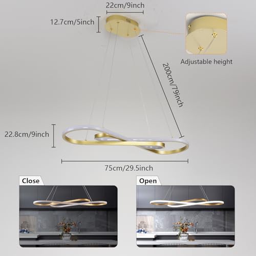 Gold Creative Modern LED Pendant Chandelier - color: Painted Gold, size: 29.53in