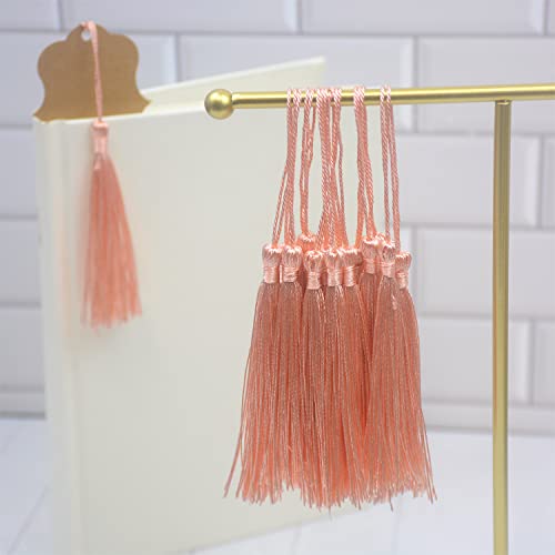 100Pcs 5 Inch Silky Bookmark Tassels for Jewelry, Souvenir(Pink Orange) - color: Pink Orange