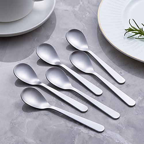 Demitasse Espresso Spoons, Stainless Steel Satin Finish Coffee Spoons, Mini Teaspoons, Sugar Spoons, 4.7-inch, Set of 6, Silver, 6-PIECE, 1 - color: Silver