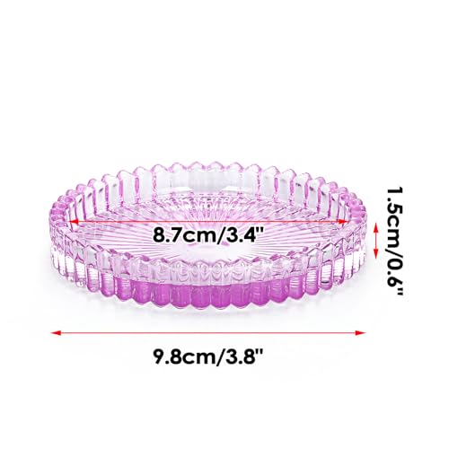 JUXYES 5 Pack Clear Purple Crystal Coasters Round Cup Mat, Glass Coasters for Drinks Coffee Tea Wine, Decorative Wine Bottle Coaster, Crystal Drink Coasters for Restaurant bar Kitchen Dining Table - color: Purple, size: 5 Pack