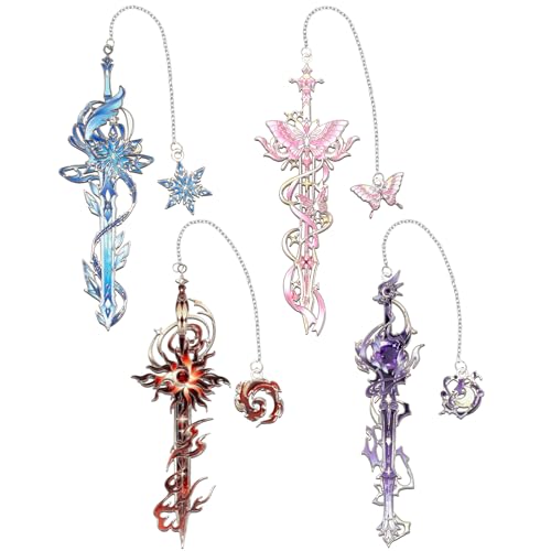 4 Pieces Metal Eternal Sword Series Bookmark, Perfect for Women Readers (BKM-067-F4) - color: Eternal Sword Series
