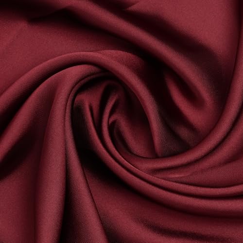Pistha Satin Scarf Neck Scarf Square Bandanas Hair Handkerchief 27.5 inch - color: Wine Red