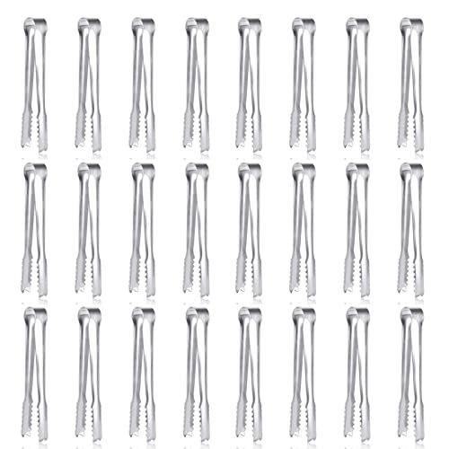 24 Pack Premium Small Serving Tongs,Dmoera Mini Stainless Steel Appetizer Tongs, 5 Inch(12.7cm) - size: 5 inch