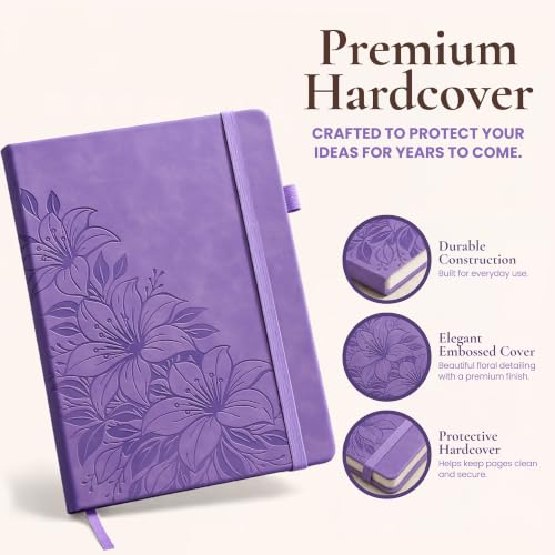 Lined Journal Notebook Hardcover Leather Bound 200 Pages A4 Purple Diary - color: Purple, size: A4 200 Pages