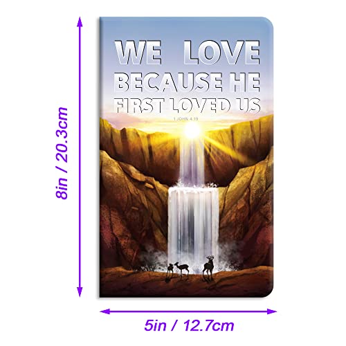 ANZON MORIES 6 Packs 5" x 8" Pocket Notebook (Dotted) 96 Pages 48 Sheet with Bible Verses Quote, Sewn-Binding Small Memo Notepad, Original Designed Stitching Writing Pad, Assorted Artworks (Dotted)