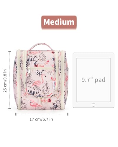 Narwey Hanging Travel Toiletry Bag for Women, Cosmetic Makeup Bag - color: B-Beige Bird, size: Medium