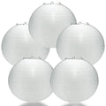 Quasimoon PaperLanternStore.com Bulk Pack (5) 14 Inch White Fine Line Premium Even Ribbing Paper Lantern, Extra Sturdy - color: White Fine Line (5-pack), size: 14 Inch