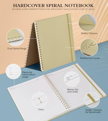 Spiral Notebook Journal 8.5” x 11”, A4 Large Notebooks for Women Men, College Ruled Lined Journal, 100 GSM Paper, Hardcover Spiral Bound Journals for Work School Writing Note Taking Business, Yellow - color: Yellow, size: Line