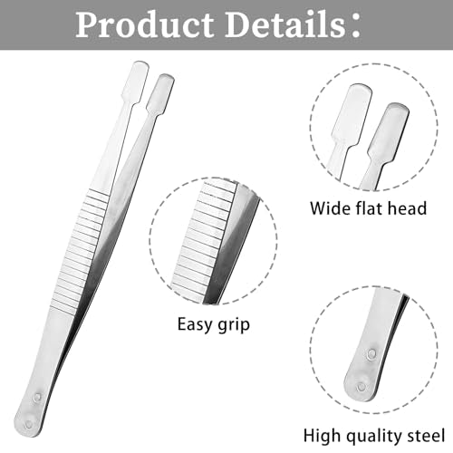 JJUNW 2 Pcs Stamp Collecting Supplies, Hot Stamp Tool Tweezers for Crafting, Stainless Steel Flat Wide Sticker Tweezers for Journaling Scrapbooking Stamping Supplies Model Building, Jewelry Craft