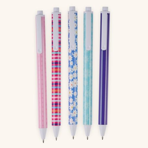 Christian Art Gifts 5 Piece Kids Pen Set, Floral Design - color: Stickered Floral/Multicolor