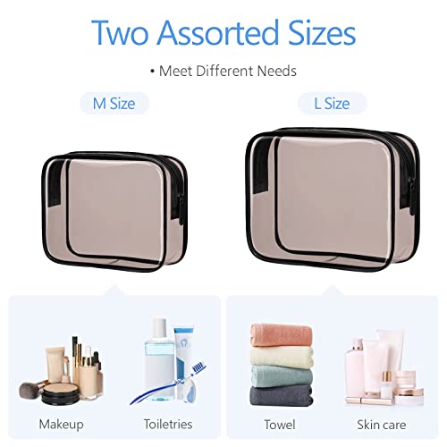 PACKISM Clear Makeup Bag Travel - TSA Approved Toiletry Bag, 2 Black Brown - color: 2 Black Brown, size: Mixed Size Series (1 Medium + 1 Large)