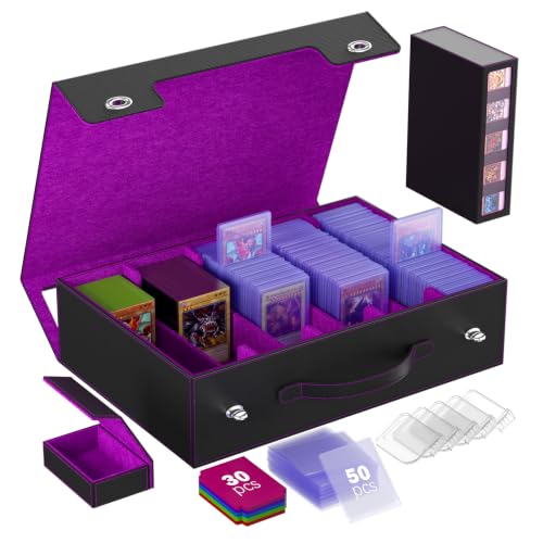 Gomyrod 5 Row 800+ Trading Card Storage Box with Commander Display - color: Black/Purple, size: 800+