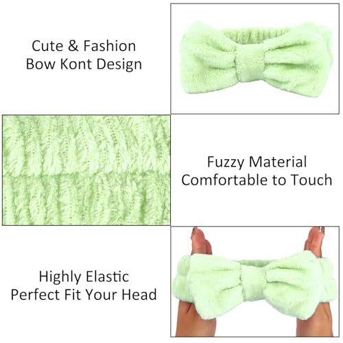 10 Pack Mint Green Soft Spa Headbands Bulk for Women Girls - color: Green