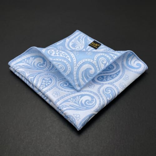 S&W SHLAX&WING Mens Pocket Square Paisley Multicolor Large for Business Wedding - color: Ch9