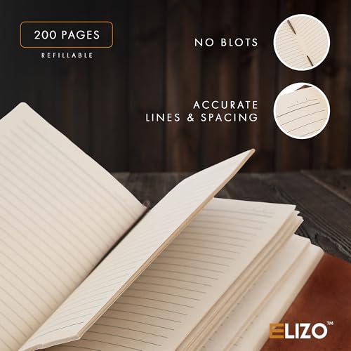 ELIZO Leather Journal Notebook Leather Bound Journal for Men Lined Writing Journals for Women, Small Travel Journal Diary (5x7) - size: 5X7 (Strap Closure)