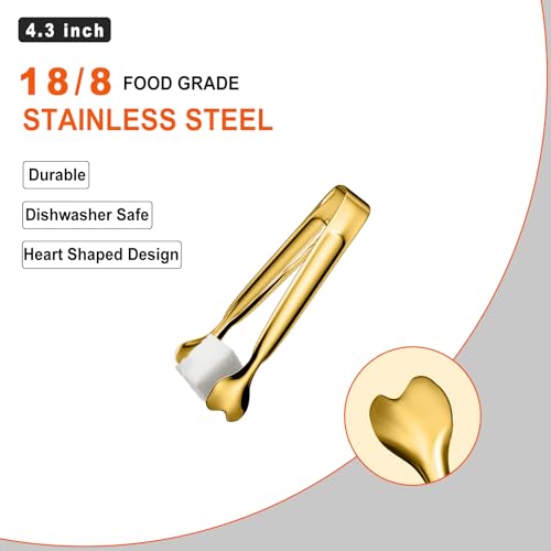 Mini Serving Tongs, Anytrp 18-Packs Stainless Steel Sugar Tongs, 4.3 inch Ice Tongs Kitchen Appetizers Tong for Coffee Bar, Tea Party, Desserts Party, Sugar and Ice Bucket - color: Gold-18pcs, size: 4.3inch