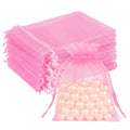 Crweety 50 Pcs Organza Bags 3x4, Pink Small Mesh Gift Bags Drawstring Bulk - color: Pink