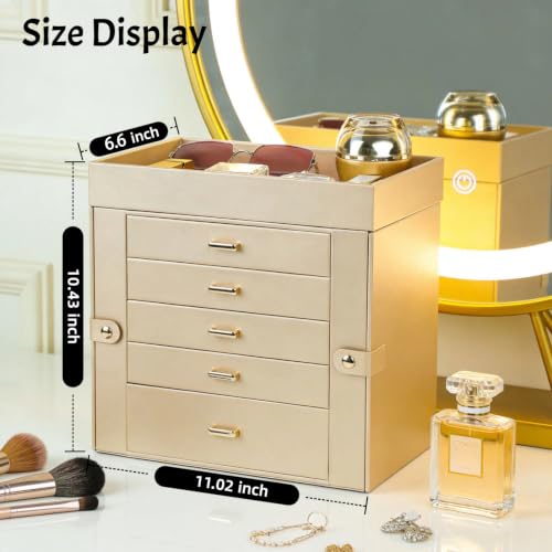 BOOVO Large Jewelry Boxes For Women (Gold, 6 Layer) - color: Gold, size: 6 Layer